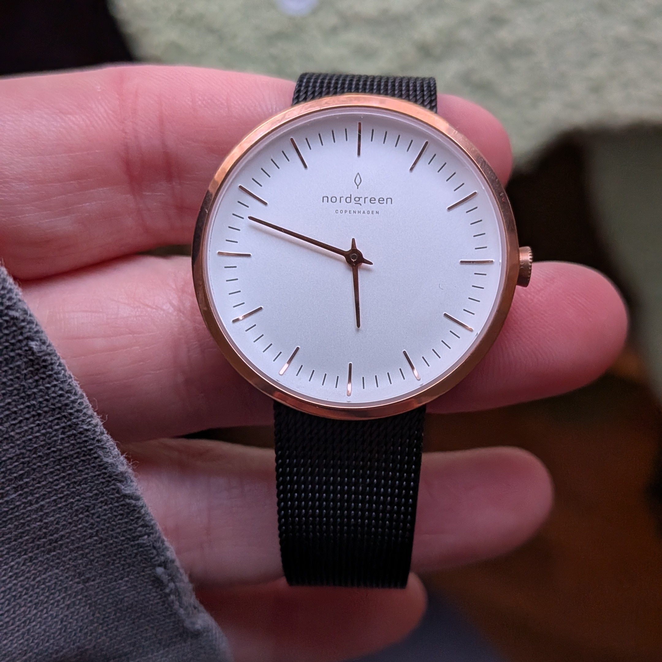 Womens Rose Gold And Black Mesh Watch